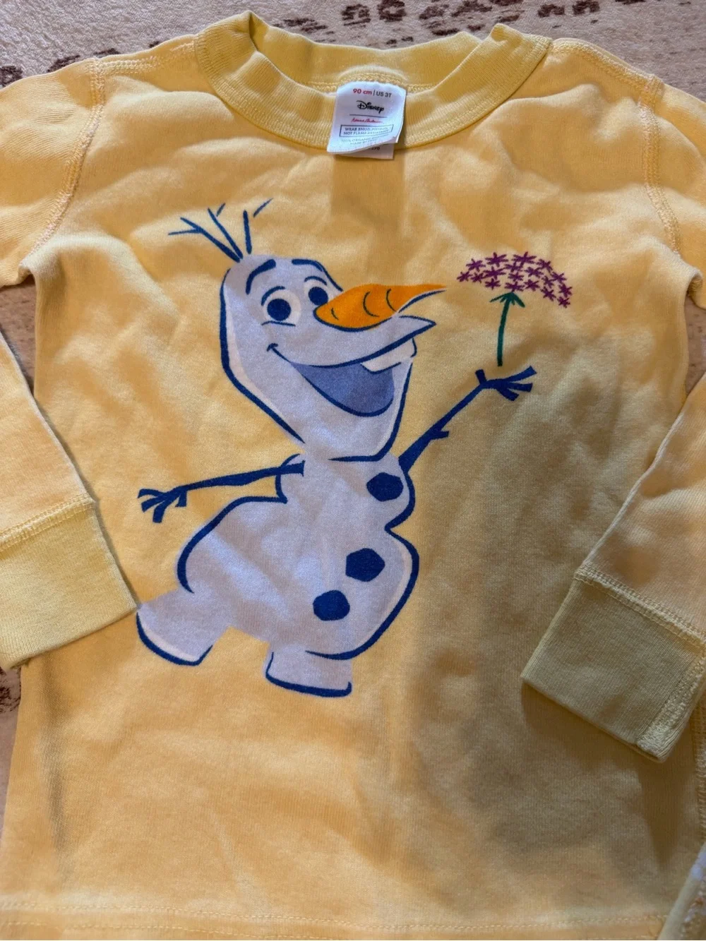 Hanna Andersson x Disney yellow olaf pajama set size 3t